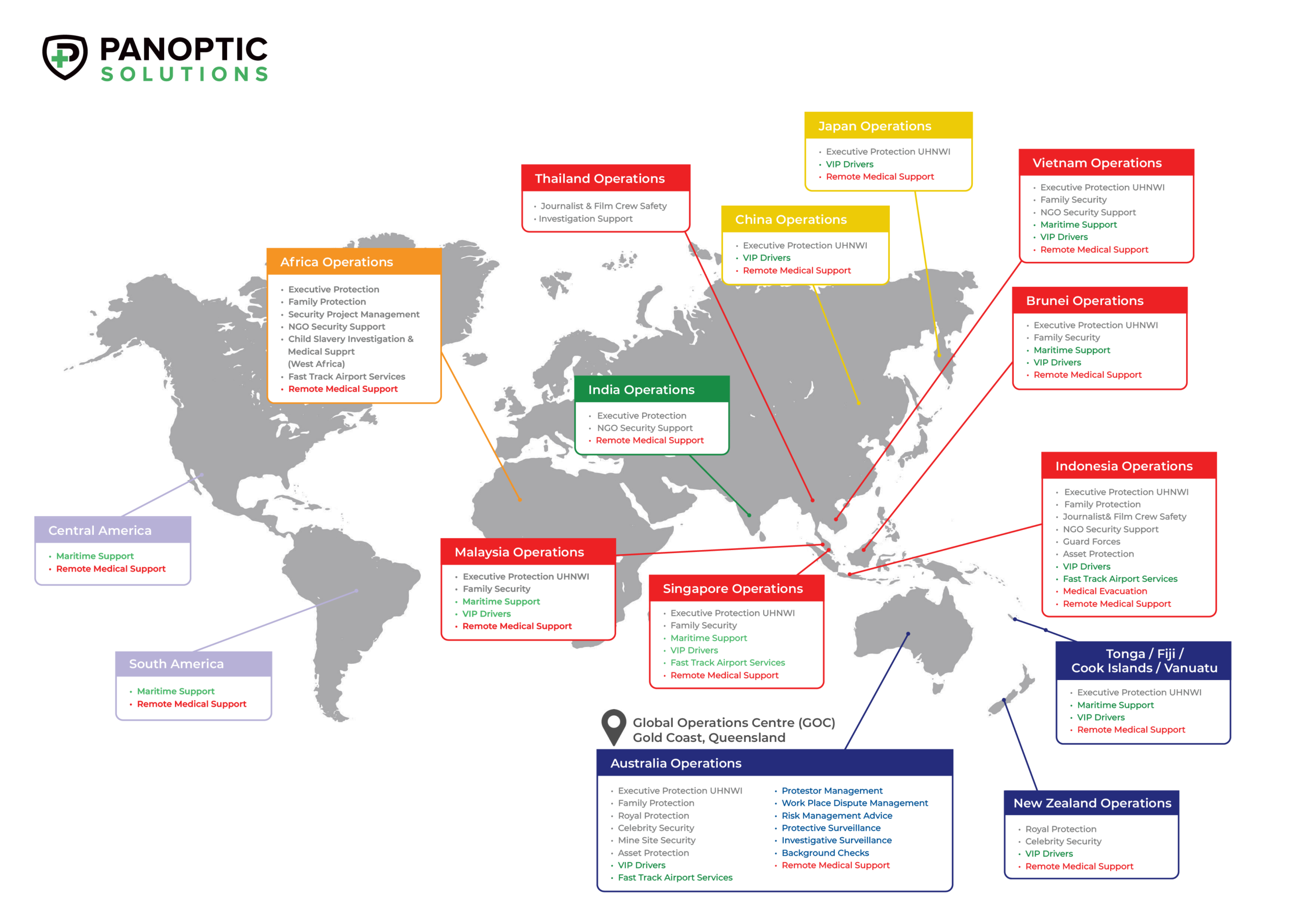 Map of Panoptic Solutions operations across Australia, Asia-Pacific, Africa and the Americas